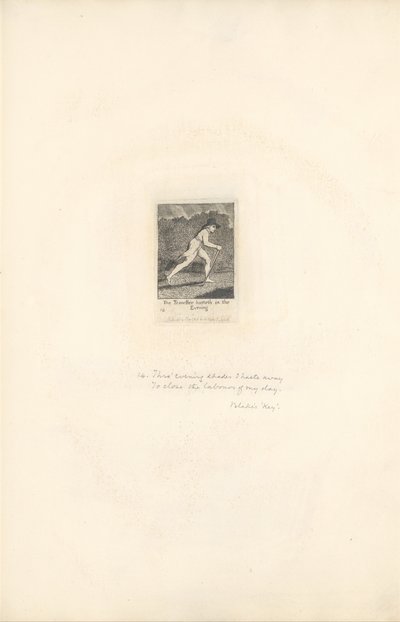 男女のために-パラダイスの門、プレート16、旅行者は夕方に急いで 作： William Blake