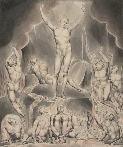 ミルトンの「失われた楽園」の挿絵 1: 軍団を召集するサタン 作： William Blake