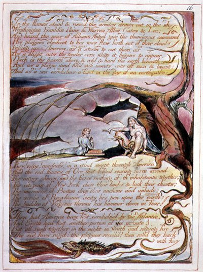 "In the Flames Stood" 「アメリカ、ある予言」よりプレート14 作： William Blake