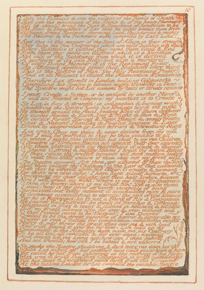 エルサレム、プレート10、炉の中へ... 作： William Blake