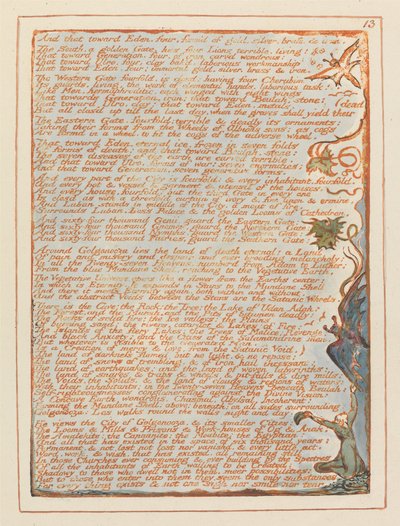 エルサレム、プレート13、そしてそれはエデンに向かって…。 作： William Blake