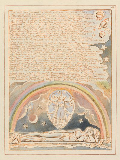 エルサレム、プレート14、1本の髪またはほこりの粒子.... 作： William Blake