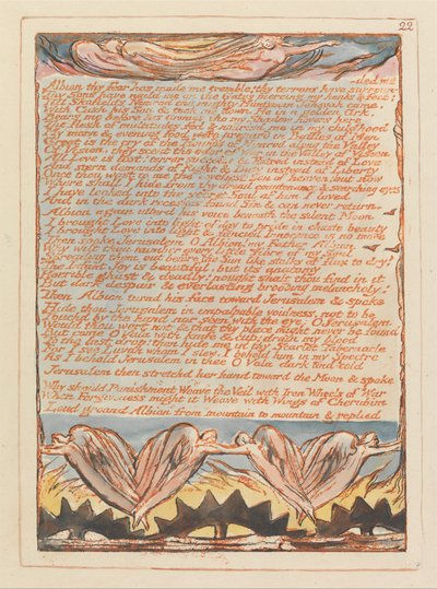 エルサレム、プレート22、アルビオンのあなたの恐れは私を震えさせました…。 作： William Blake