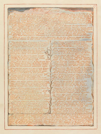 エルサレム、プレート27、ユダヤ人へ…。 作： William Blake