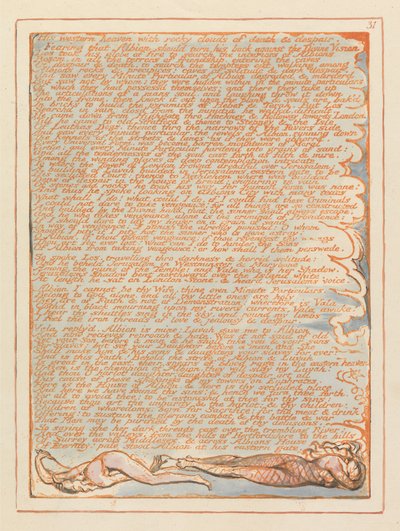 エルサレム、プレート31、彼の西の天国…。 作： William Blake