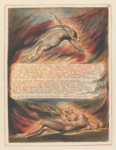 エルサレム、プレート35、それから神の手…。 作： William Blake