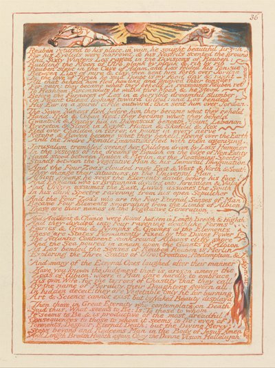 エルサレム、プレート36、ルーベンは彼の場所に戻った…。 作： William Blake