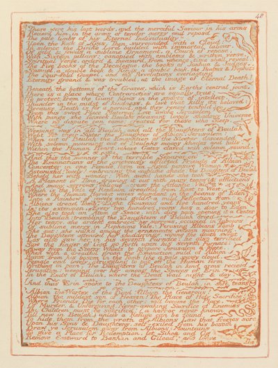 エルサレム、プレート48、これらは彼の最後の言葉でした。 作： William Blake