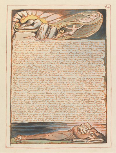エルサレム、プレート64、平凡な貝殻の…。 作： William Blake
