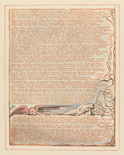 エルサレム、プレート71、そしてアルビオンズランドの上.... 作： William Blake