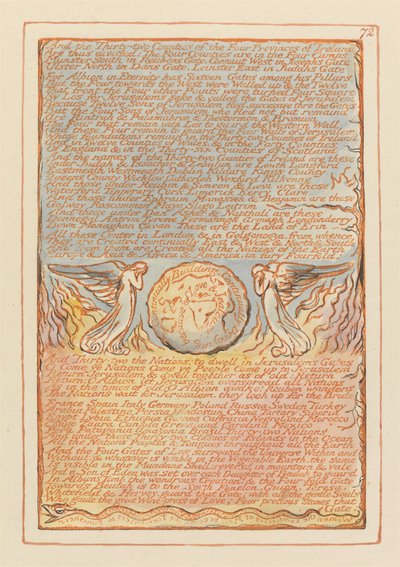 エルサレム、プレート72、そして32の郡.... 作： William Blake
