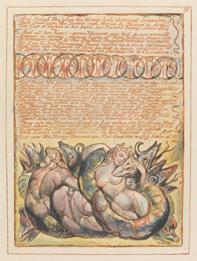 エルサレム、プレート75、そして大いなるラハブバビロン…。 作： William Blake