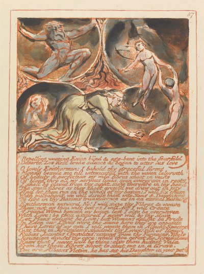 エルサレム、プレート87、しだれエニオンを撃退する... 作： William Blake