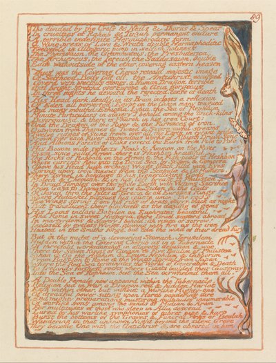 エルサレム、プレート89、十字架で割ったトー…。 作： William Blake