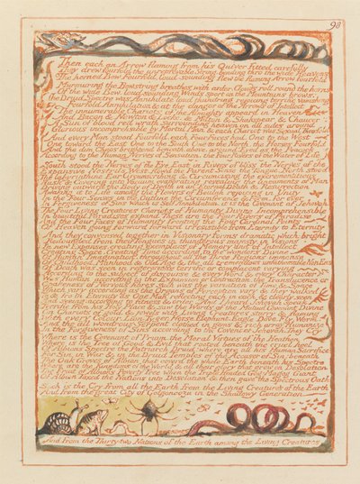 エルサレム、プレート98、そしてそれぞれの矢が燃える…。 作： William Blake