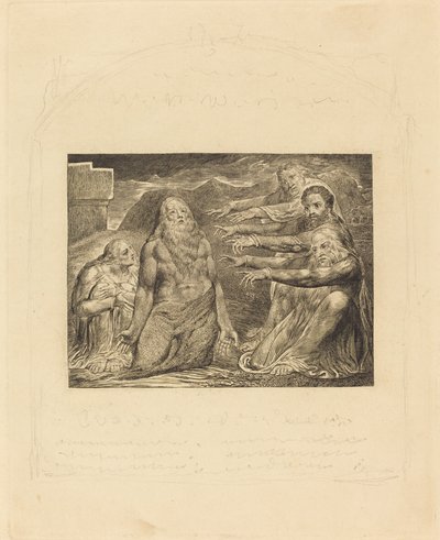 友達に叱られるヨブ 作： William Blake