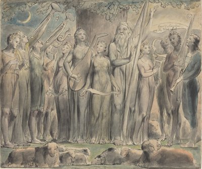 繁栄を取り戻したヨブとその家族 作： William Blake