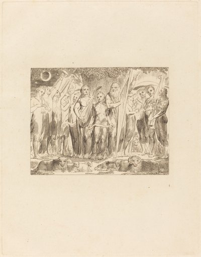 繁栄を取り戻したヨブとその家族 作： William Blake