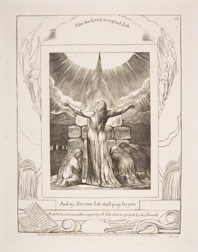 1825-26年の「職業書」の挿絵からの職業の犠牲。 作： William Blake