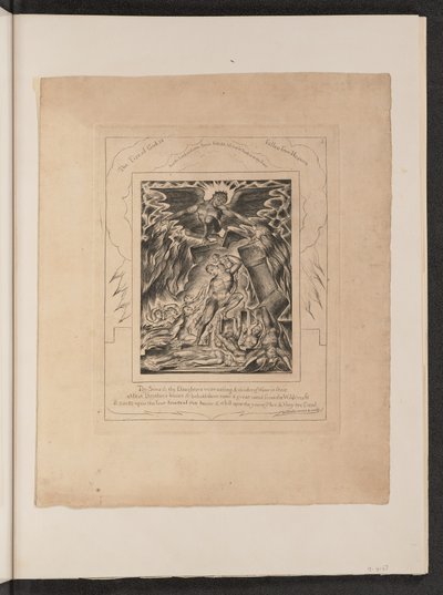 サタンに圧倒されるヨブの息子と娘 作： William Blake