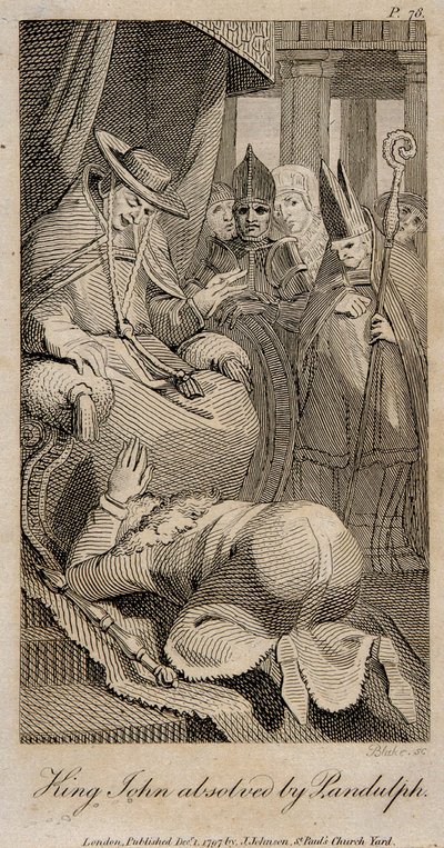 ジョン王はヘンリー・フセリ後のパンドルフによって赦免された、1798 作： William Blake