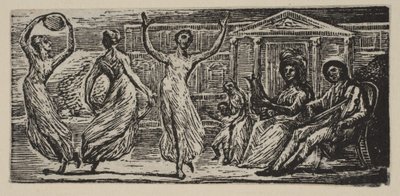 メナルカスウォッチングウィメンダンス、ソーントンズバージルオブパステルラル、1821年 作： William Blake