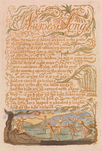 「Nurse&39;sSong」、「SongsofInnocence」のプレート22 作： William Blake