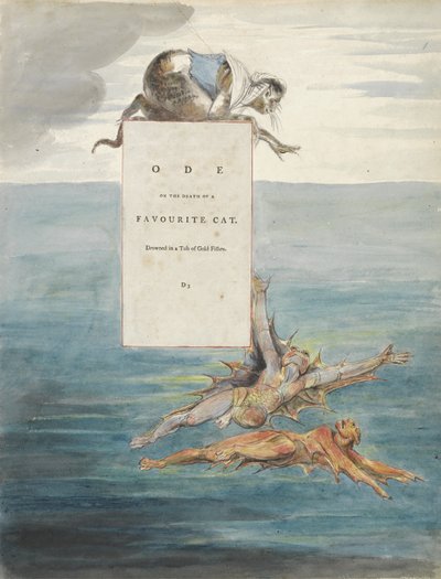 「好きな猫の死のオード」、「トマス・グレイの詩」のデザイン7 作： William Blake