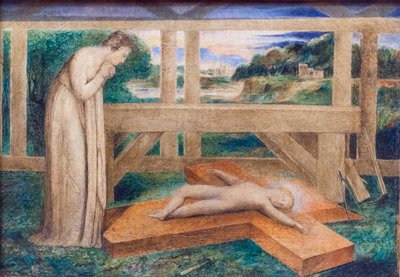 Nossa Senhora adorando o Menino Jesus adormecido na cruz, cerca de 1799-1800 (têmpera sobre tela) 作： William Blake