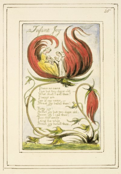 P.124-1950.pt25 Infant Joy：Songs of Innocence and of Experience（copy R）c.1802-08（etching、ink and wc）のプレート25 作： William Blake