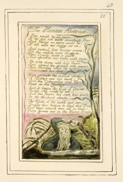 P.124-1950.pt48 The Human Abstract： &39;Songs of Innocence and of Experience&39;（copy R）c.1802-08（etching、ink and wc）の版48 作： William Blake
