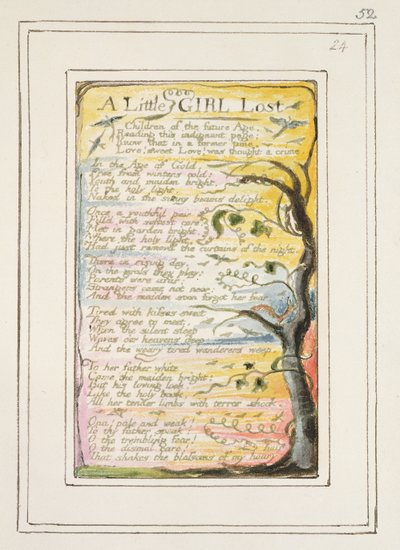 P.124-1950.pt52 A Lost Girl Lost：52 of &39;Songs of Inocence and of Experience&39;（copy R）c.1802-08（etching、ink and wc） 作： William Blake