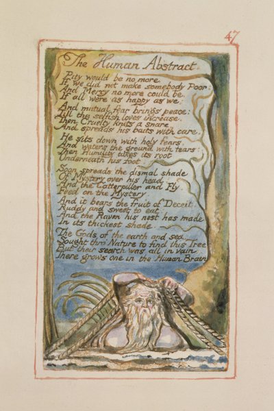 P.125-1950.pt47 The Human Abstract：Songs of Innocence and of Experience（copy AA）c.1815-26（etching、ink and wc）からの版47 作： William Blake