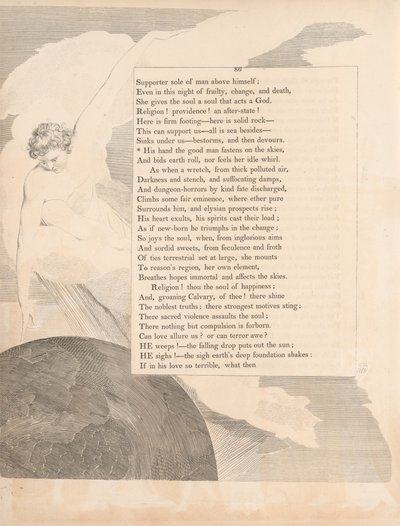 プレート 37 (86 ページ): 「彼の手は空に固定されている」 作： William Blake
