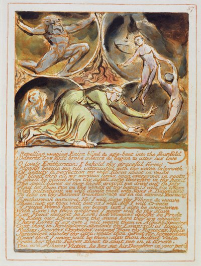 「しだれエニオンを撃退する...」「エルサレム」のプレート87 作： William Blake