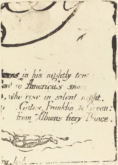 「A Prophecy」のキャンセルされたプレートのフラグメントからの再攻撃 作： William Blake