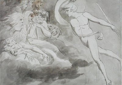 混沌の法廷に近づくサタン 作： William Blake