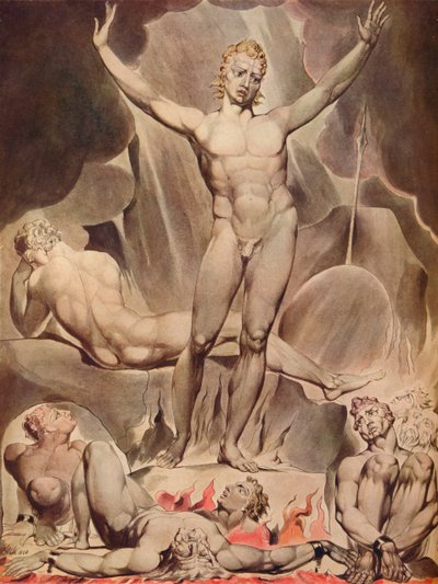 反逆の天使たちを喚起するサタン、1808 作： William Blake