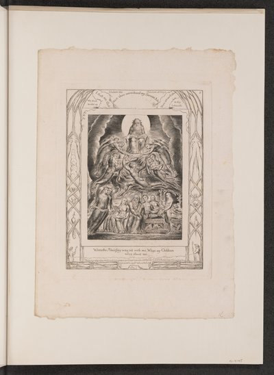 神の玉座の前のサタン」（1825年）。 作： William Blake