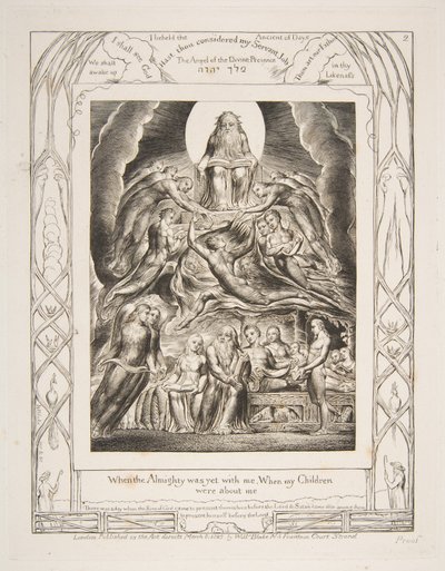 神の玉座の前の悪魔、仕事の本のイラスト、1825-26年。 作： William Blake
