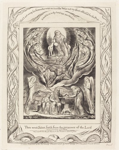 主の御前から出て行くサタン 作： William Blake