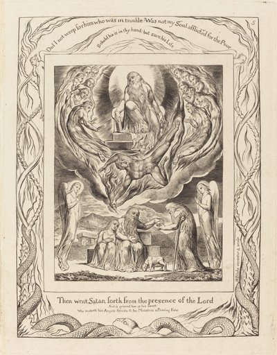 主の御前から出て行くサタン 作： William Blake
