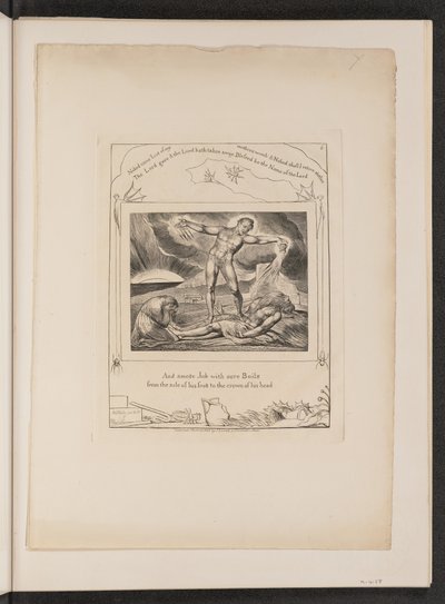 おできでサタンスマイティングジョブ 作： William Blake