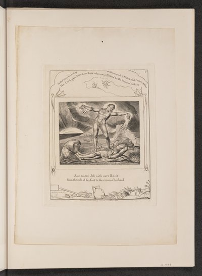 おできでサタンスマイティングジョブ 作： William Blake