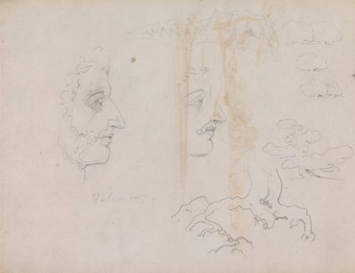 1819年のBlake-Varleyスケッチブックの37ページと38ページのシート 作： William Blake