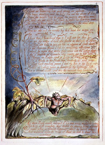 絶望的な愛のように静かに」、プレート2「アメリカ、予言」より 作： William Blake