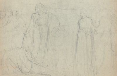 倒した相手の上に立つ剣士のスケッチ [裏面] 作： William Blake