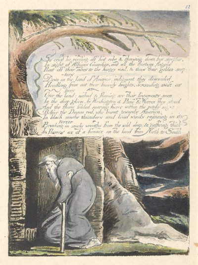 「彼は泣いた...」、「アメリカ：予言」のプレート14 作： William Blake