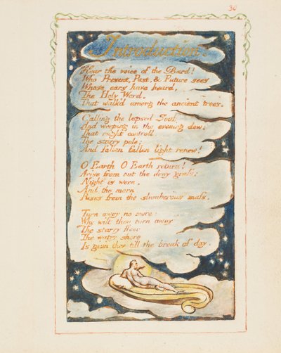 経験の歌イントロダクション。1825年頃の吟遊詩人の声を聞く。 作： William Blake