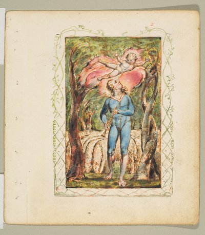 イノセンスの歌: Frontispiece, ca. 1825年。 作： William Blake